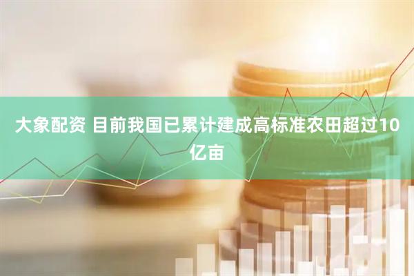 大象配资 目前我国已累计建成高标准农田超过10亿亩